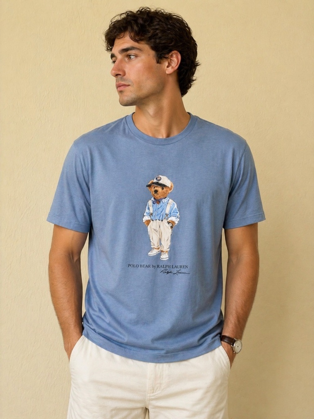 Polo by Ralph Lauren Men's Blue Polo Bear Graphic Tee Size M Medium